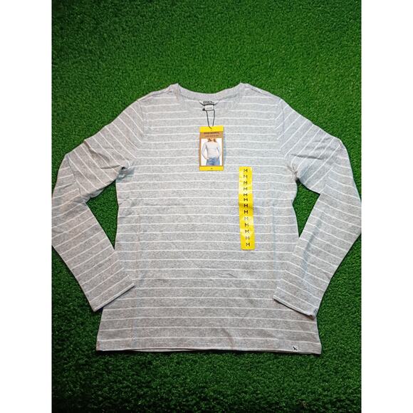 Eddie Bauer Other - Eddie Bauer women Gray Striped Cotton Knit Long Sleeve T-Shirt M NWT